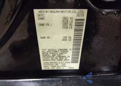 2019 Nissan Altima 2.5 S z USA, uszkodzony, nr VIN 1N4BL4BV5KC117306